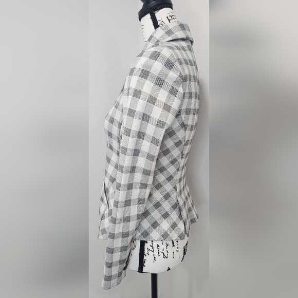 Cabi #5292 Valentina Plaid Black Gray Notch Collar Blazer Jacket Size 0 - Picture 4 of 16